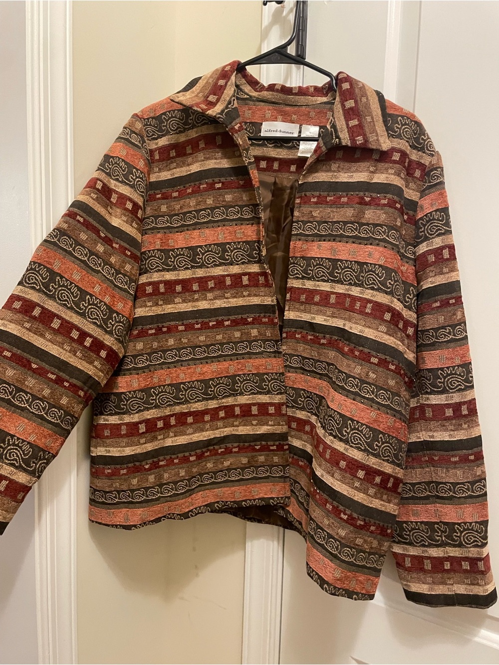 Alfred Dunner Multicolor Striped Jacket - Rust, Burgundy, Olive, Tan